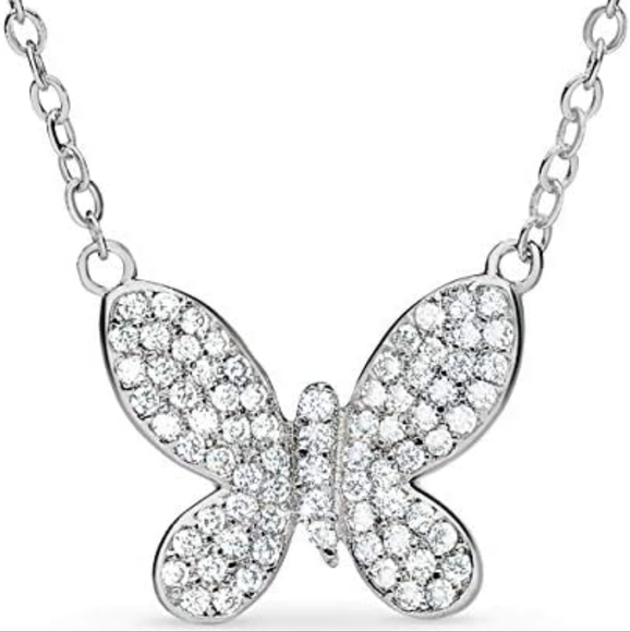 VIRTUNE Jewelry - VIRTUNE Dainty Butterfly Necklace Silver-tone WITH CRYSTALS